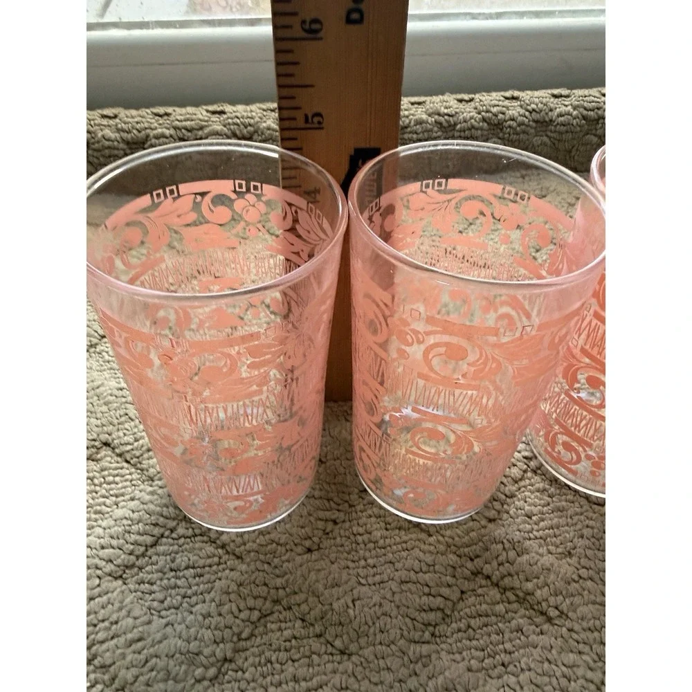 Midcentury Anchor Hocking Chantilly Pink Glasses Tumblers Set 3